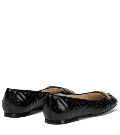 Shop Tod's Embellished Leather Ballet Flats In Black