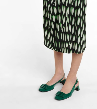 Shop Tod's Patent Leather Slingback Pumps In Green