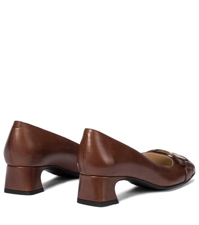 Shop Tod's Slide Leather Pumps In Brown