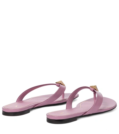 Shop Valentino Roman Stud Leather Thong Sandals In Pink