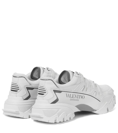 Shop Valentino Climbers Leather-trimmed Sneakers In White