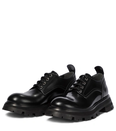 Shop Alexander Mcqueen Wander Leather Derby Shoes In Black