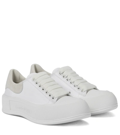Shop Alexander Mcqueen Deck Plimsoll Canvas Sneakers In White