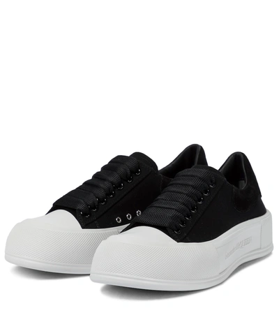 Shop Alexander Mcqueen Canvas Sneakers In Black