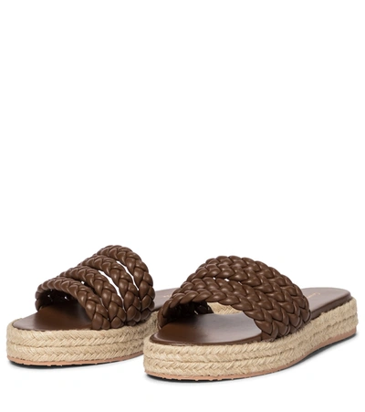 Shop Gianvito Rossi Marbella Leather Espadrille Sandals In Brown