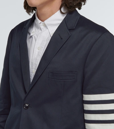 Shop Thom Browne Unstructured 4-bar Cotton Blazer In Blue