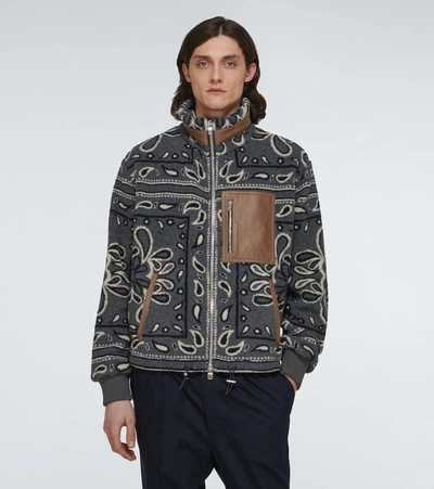 Shop Amiri Bandana Printed Fleece Jacket In Black