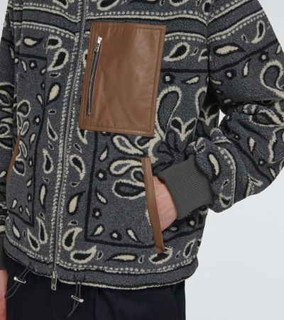 Shop Amiri Bandana Printed Fleece Jacket In Black