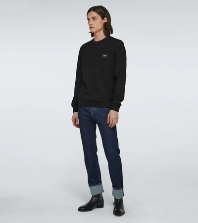 Shop Dolce & Gabbana Cotton Jersey Crewneck Sweatshirt In Black