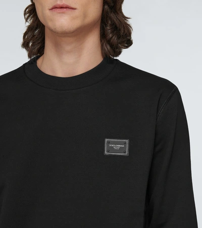 Shop Dolce & Gabbana Cotton Jersey Crewneck Sweatshirt In Black