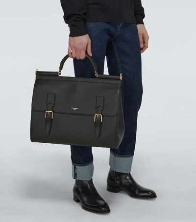 Shop Dolce & Gabbana Monreale Leather Briefcase In Black