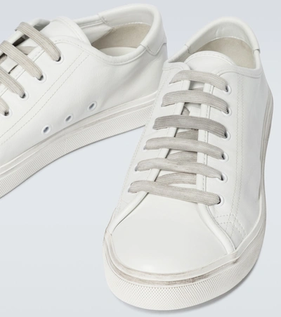 Shop Saint Laurent Malibu Leather Sneakers In White