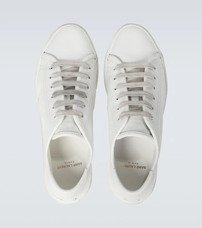 Shop Saint Laurent Malibu Leather Sneakers In White