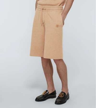 Shop Burberry Hurst Cashmere Shorts In Beige