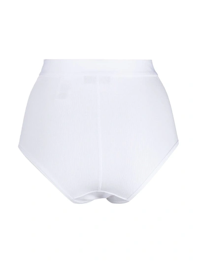 Shop Marine Serre Ribbed Embroidered Logo Briefs In White