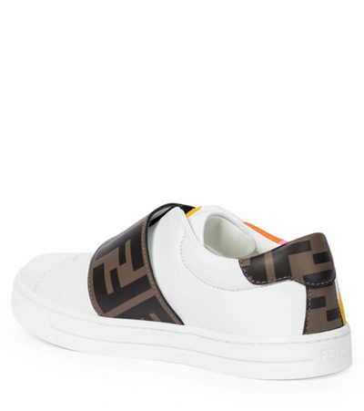 Shop Fendi Striped Leather Sneakers In Multicoloured