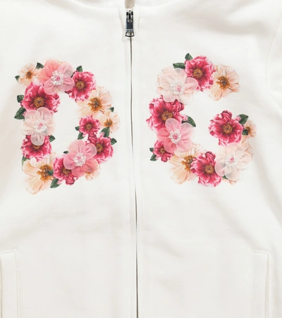 Shop Dolce & Gabbana Zipped Cotton Hoodie In White