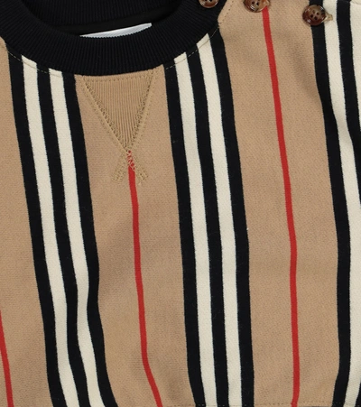 Shop Burberry Baby Icon Stripe Cotton Jersey Sweatshirt In Beige