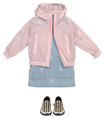 Shop Burberry Logo Hooded Technical Jacket In Pink