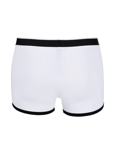 Shop Balmain Logo-waistband Boxer Briefs In White