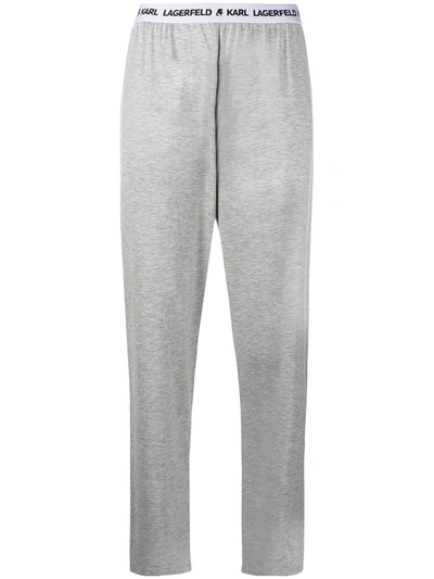 Shop Karl Lagerfeld Logo Waistband Pyjama Pants In Grey