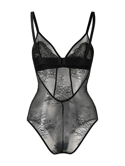 Shop Karl Lagerfeld Lace Open-back Bodysuit In Black