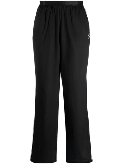 Shop Karl Lagerfeld Logo Waistband Pajama Trousers In Black