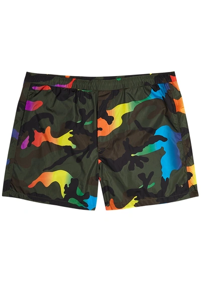 Shop Valentino Camouflage-print Swim Shorts In Multicoloured