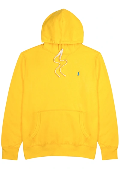 Shop Polo Ralph Lauren Yellow Hooded Cotton-blend Sweatshirt