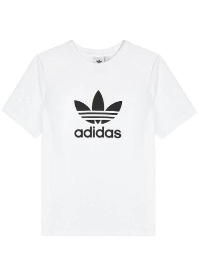 Shop Adidas Originals White Logo-print Cotton T-shirt