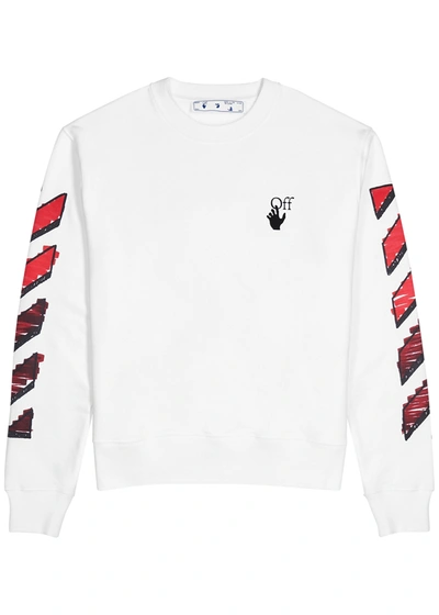 Shop Off-white Marker Arrows White Printed Cotton Sweatshirt In White And Red