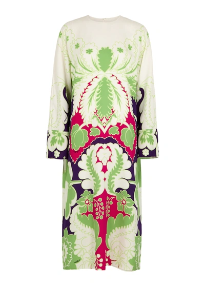 Shop Valentino Printed Silk-crepe Midi Dress In Multicoloured
