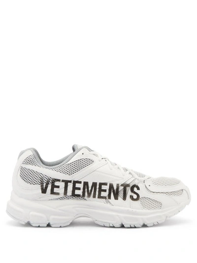 Vetements X Reebok Logo-print Mesh And Rubber Trainers In White | ModeSens