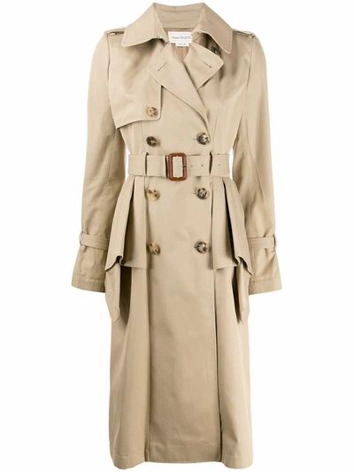 Shop Alexander Mcqueen Women's Beige Cotton Trench Coat