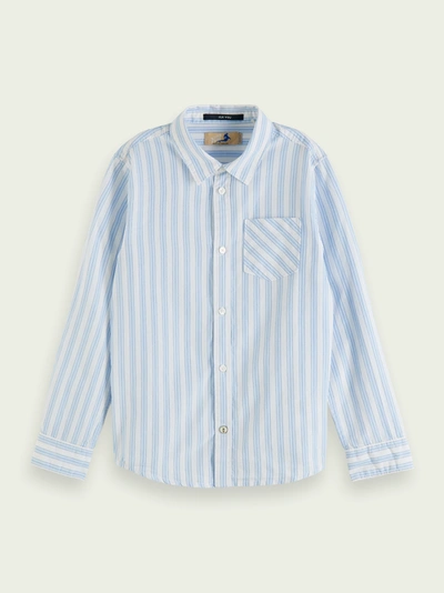 Shop Scotch & Soda Striped Long-sleeved Shirt In Blue