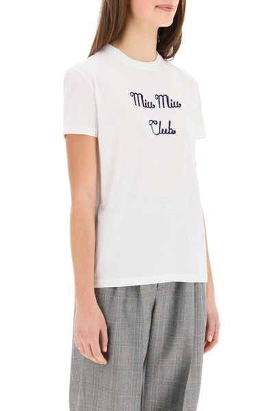 Shop Miu Miu Women's White Cotton T-shirt