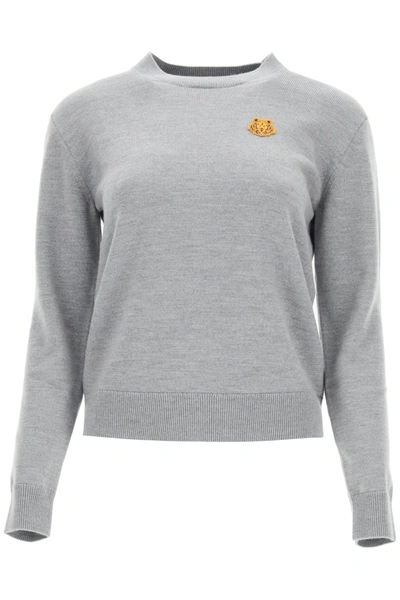 Shop Kenzo Tiger Patch Sweater In Dove Grey