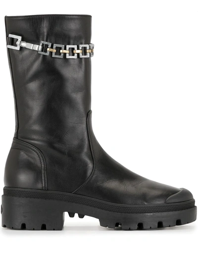 Shop Madison.maison Chain-embellished Mid-calf Boots In Black