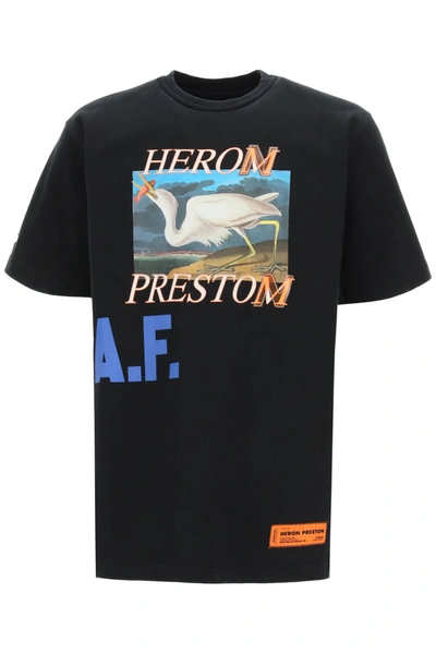 Shop Heron Preston Oversized T-shirt Heron A.f. Print In Black Blue