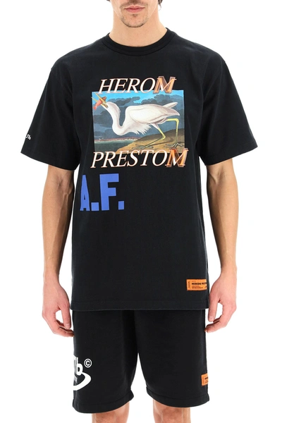 Shop Heron Preston Oversized T-shirt Heron A.f. Print In Black Blue