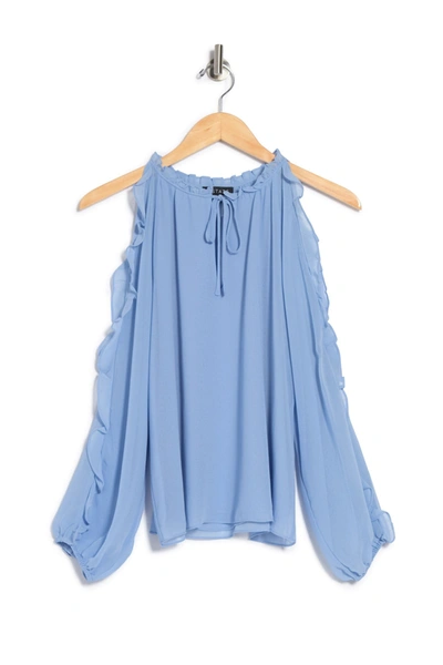 Shop 1.state Ruffle Cold Shoulder Top In Cashmereblue