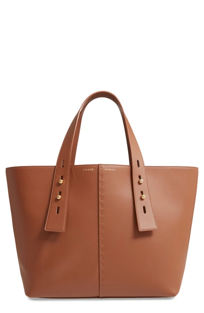 Shop Frame Les Second Leather Medium Tote Bag In Tobacco