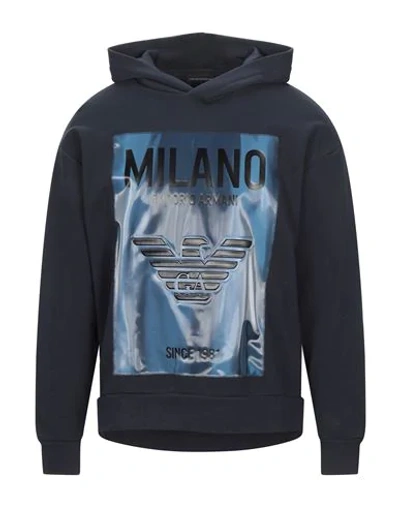 Shop Emporio Armani Man Sweatshirt Midnight Blue Size L Cotton, Polyester, Polyurethane In Dark Blue