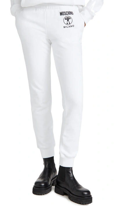 Shop Moschino Trouser Sweatpants In Fantasy Print White