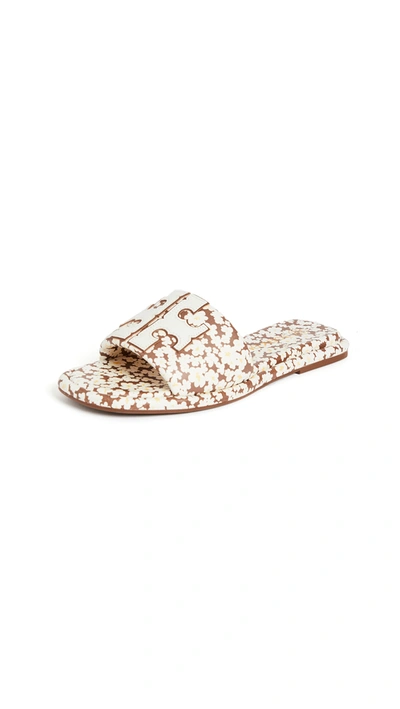 Shop Tory Burch Double T Sport Slides In Reverie Ditsy Combo