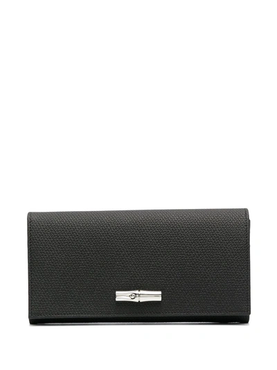 Shop Longchamp Roseau Long Continental Wallet In Black