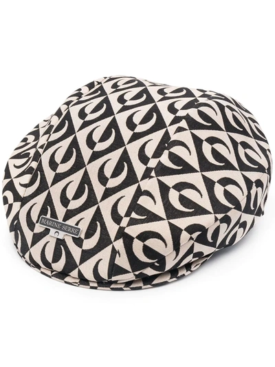 Shop Marine Serre Moon-print Baker Hat In Black