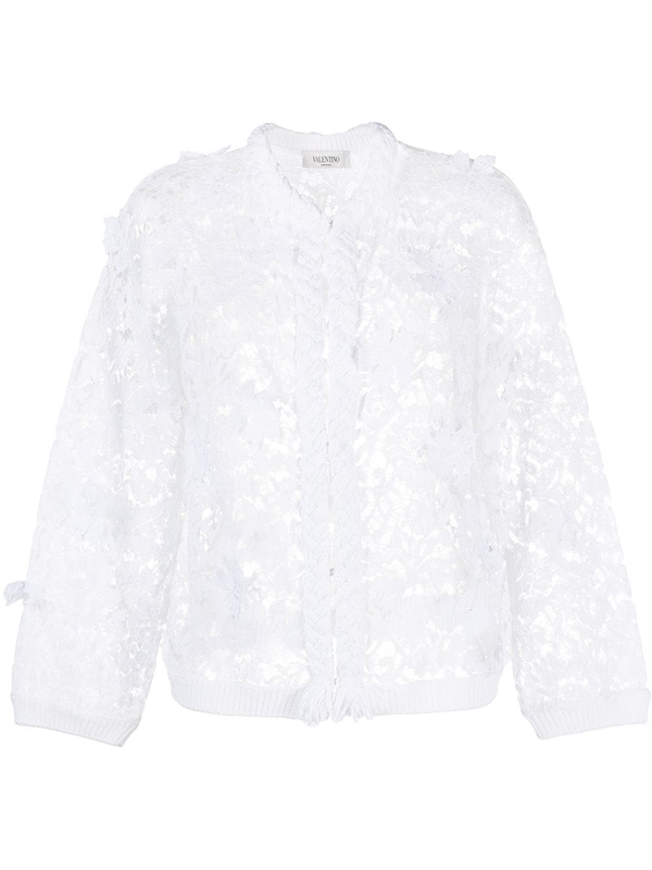 Valentino floral-lace shirt jacket - Black