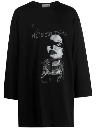 Shop Yohji Yamamoto Graphic-print Cotton Jumper In Black