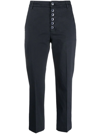 Shop Dondup Painted Button Cropped Chinos In Blue